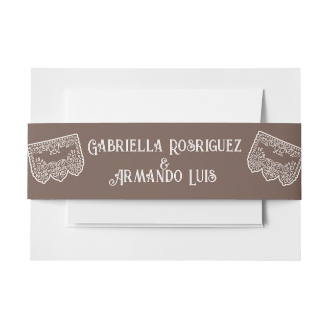 Cintas Para Invitaciones Brown Modern Wedding Elegant BOHO Belly Band (Anverso Ejemplo)