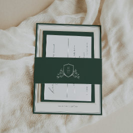Cintas Para Invitaciones BRUNSWICK Green Botanical Monogram Crest