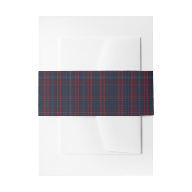 Cintas Para Invitaciones Burgundy and Navy Blue Tartan Plaid Ribbon (Anverso Ejemplo)