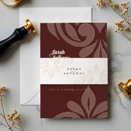 Cintas Para Invitaciones Burgundy Ivory Classic Elegant Script Wedding