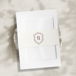 Cintas Para Invitaciones Burgundy & Ivory Monogram Crest Old Money Wedding