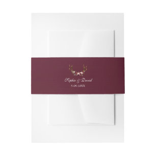 Cintas Para Invitaciones Burgundy Marsala Floral Antlers Boda