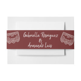 Cintas Para Invitaciones Burgundy Modern Wedding Belly Band