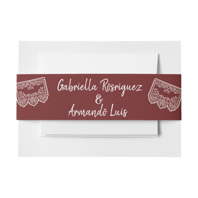 Cintas Para Invitaciones Burgundy Modern Wedding Belly Band (Anverso Ejemplo)