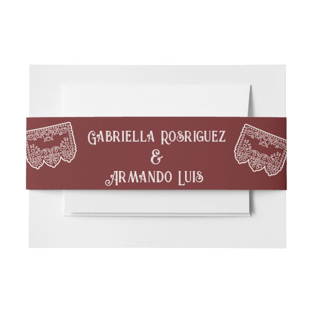 Cintas Para Invitaciones Burgundy Modern Wedding Belly Band (Anverso Ejemplo)