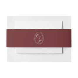Cintas Para Invitaciones Burgundy Monogram Wedding Belly Band