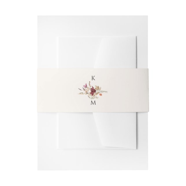 Cintas Para Invitaciones Burgundy Wildflower Elegant Fall Wedding (Anverso Ejemplo)