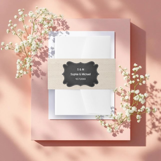 Cintas Para Invitaciones Burlap Rustic, Boda negro beige (Subido por el creador)