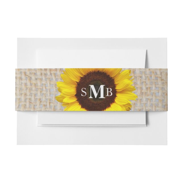 Cintas Para Invitaciones Burlap Sunflower Personalizado (Anverso Ejemplo)