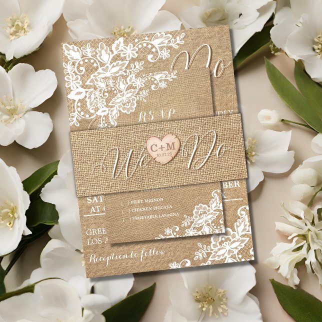 Cintas Para Invitaciones Burlap Y Enfrentamiento Rústico De Campo (Subido por el creador)