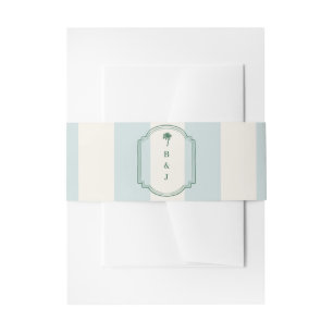 Cintas Para Invitaciones Cabaña de rayas de palma isleña boda retro azul