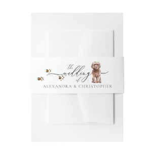 Cintas Para Invitaciones Cachorro marrón Cavapoo Dueño de perro Boda Caligr