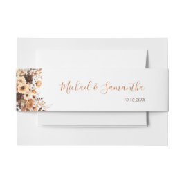 Cintas Para Invitaciones Cae en matrimonio rústico marrón y marfil Rosa de