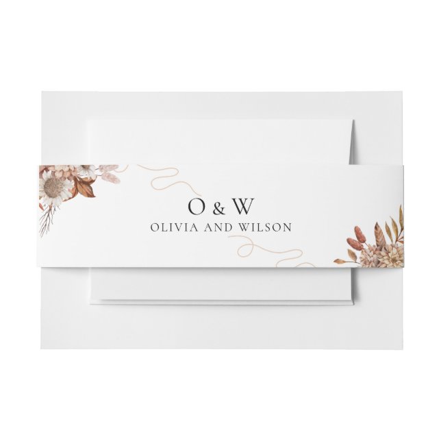 Cintas Para Invitaciones Caer enamorada | Boda Boho Flowers (Anverso Ejemplo)