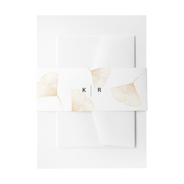 Cintas Para Invitaciones Caída del Oro Ginkgo deja banda Belly Boda (Anverso Ejemplo)