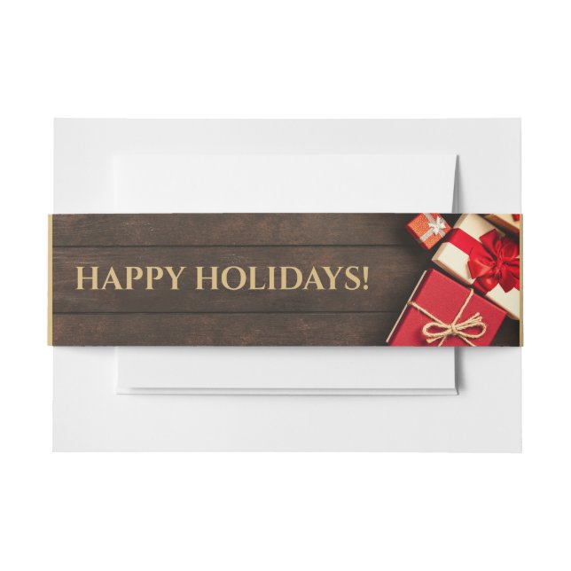 Cintas Para Invitaciones Caja de Regalos Rústicos, Navidades (Anverso Ejemplo)