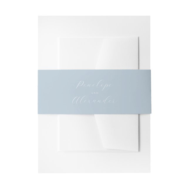 Cintas Para Invitaciones Caligrafía Azul Sereno (Anverso Ejemplo)