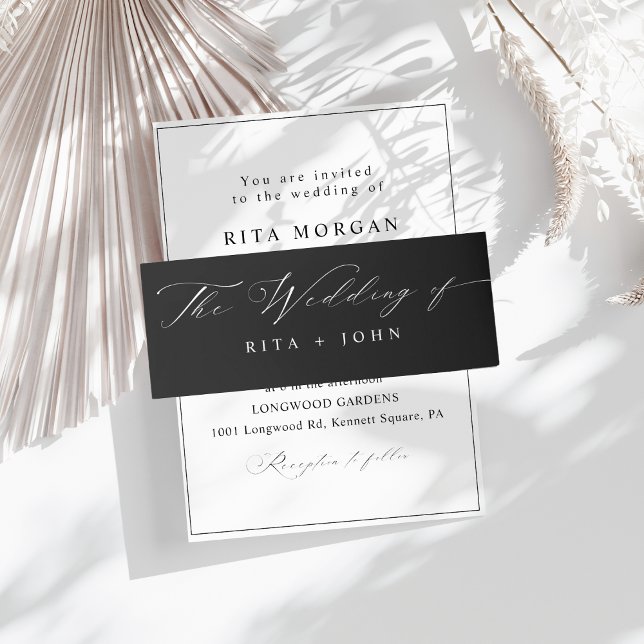 Cintas Para Invitaciones Caligrafía Boda moderno en blanco y negro (Subido por el creador)