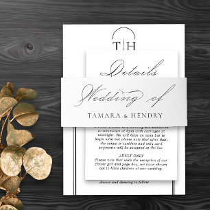 Cintas Para Invitaciones Caligrafía elegante del Boda blanco