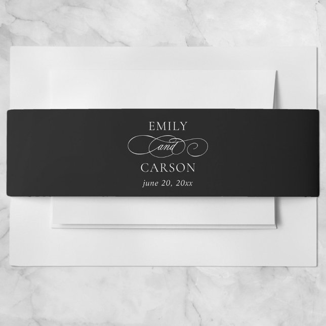 Cintas Para Invitaciones Caligrafía elegante en blanco y negro moderada min (Subido por el creador)