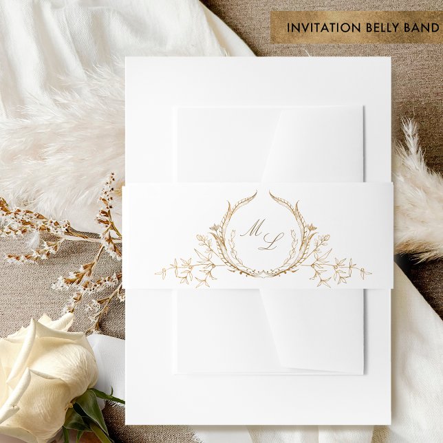 Cintas Para Invitaciones Caligrafía en monograma formal de Boda blanco y or (Subido por el creador)