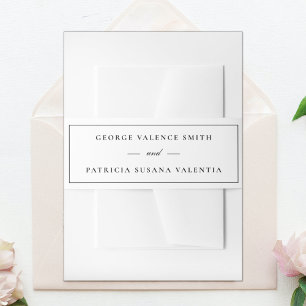 Cintas Para Invitaciones Caligrafía enmarcada Elegante Boda blanco negro
