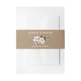 Cintas Para Invitaciones Caligrafía floral botánica Kraft Boda