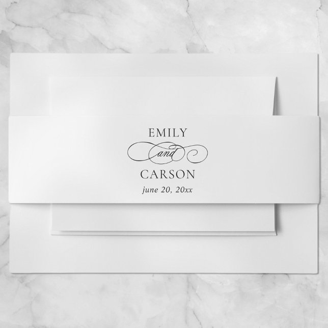 Cintas Para Invitaciones Caligrafía moderna elegante en blanco y negro míni (Subido por el creador)
