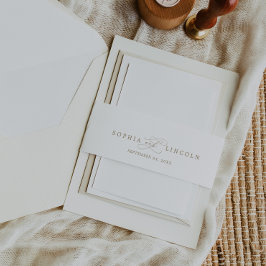 Cintas Para Invitaciones Caligrafía romántica de oro | Boda floreciente