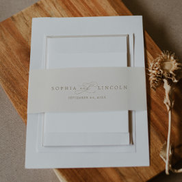 Cintas Para Invitaciones Caligrafía romántica de oro | Boda Marfil Flourish
