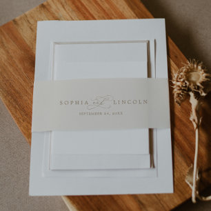 Cintas Para Invitaciones Caligrafía romántica de oro Boda Marfil Flourish