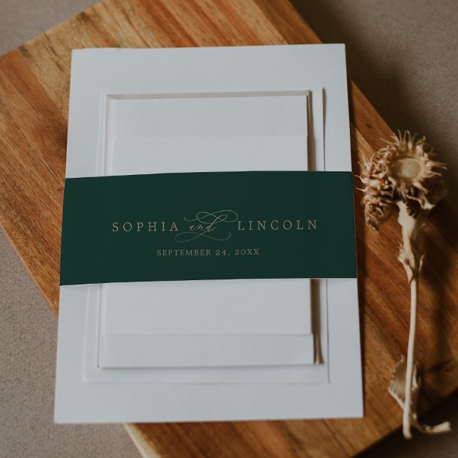 Cintas Para Invitaciones Caligrafía verde romántica | Boda floreciente (Subido por el creador)