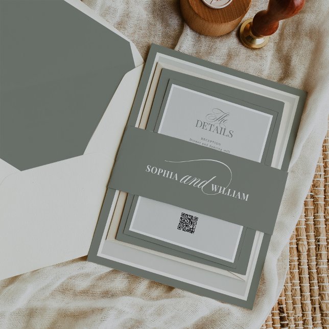 Cintas Para Invitaciones Caligrafía verde y blanca sabeada | Boda de Luxe (Subido por el creador)