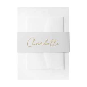 Cintas Para Invitaciones Calligraphy Gold Color Gray Personalizado Personal
