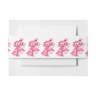 Cintas Para Invitaciones Campanas de boda rosadas