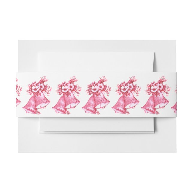 Cintas Para Invitaciones Campanas de boda rosadas (Anverso Ejemplo)
