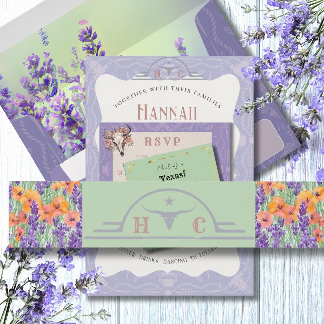 Cintas Para Invitaciones Campos de Lavanda Boda Western  (Subido por el creador)