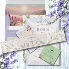 Cintas Para Invitaciones Campos de lavanda del Boda occidental azul