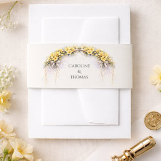 Cintas Para Invitaciones Canary Yellow Romantic Freesia  Floral Wedding