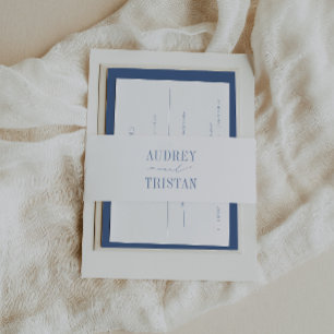 Cintas Para Invitaciones CAPE COD Coastal Azul Minimalista