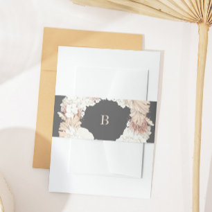 Cintas Para Invitaciones Carbón Pampas Wreath Gray Boho Monograma Boda