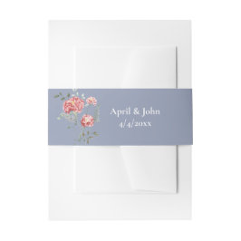 Cintas Para Invitaciones Carnations and Blue Wedding Invitation Belly Band