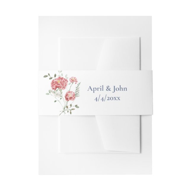 Cintas Para Invitaciones Carnations and Blue Wedding Invitation Belly Band (Anverso Ejemplo)