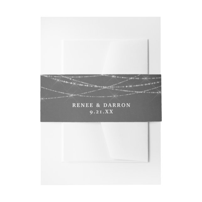 Cintas Para Invitaciones Cartucho gris y luces de cadena blanca (Anverso Ejemplo)