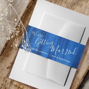 Cintas Para Invitaciones Casarse con un boda de arte abstracto azul zafiro