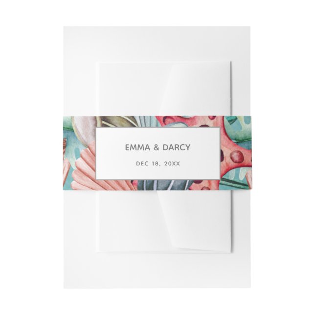 Cintas Para Invitaciones Cascada acuática rústica Seashells Starfish Beach  (Anverso Ejemplo)