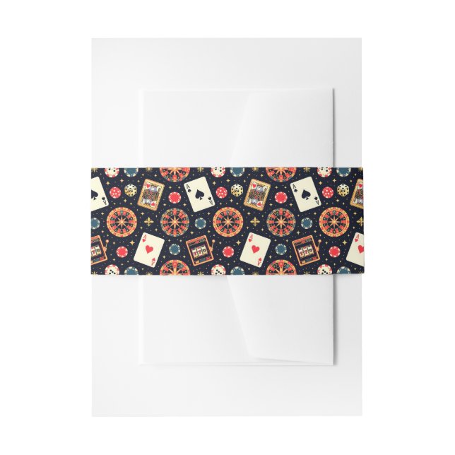 Cintas Para Invitaciones Casino pattern theme on black (Anverso Ejemplo)