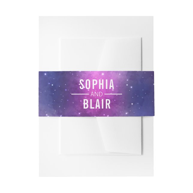 Cintas Para Invitaciones Cena Boda de estrellas celestes galaxia personaliz (Anverso Ejemplo)