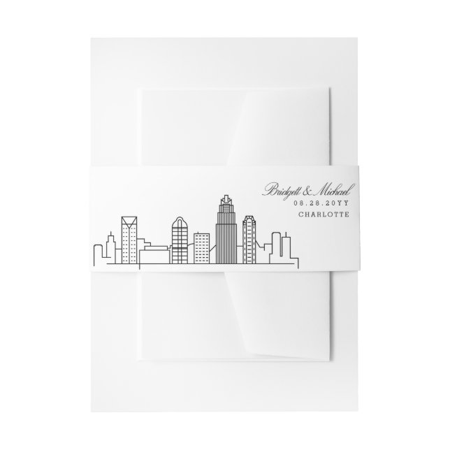 Cintas Para Invitaciones Charlotte Skyline Boda | (Anverso Ejemplo)