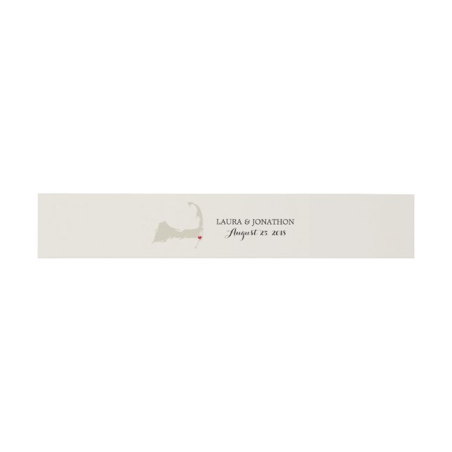 Cintas Para Invitaciones Chatham Cape Cod Map con corazón | BODA (Superficie plana)